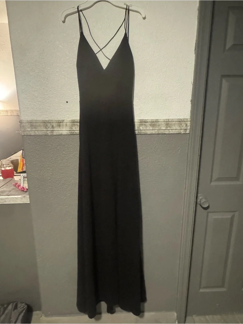 Black Women's Midi Skirt with Strappy Hem